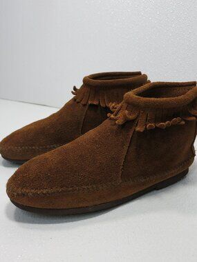 Minnetonka Bootie Suede Leather Fringe Kids Boots ShoesCasual Footwear Sz 3